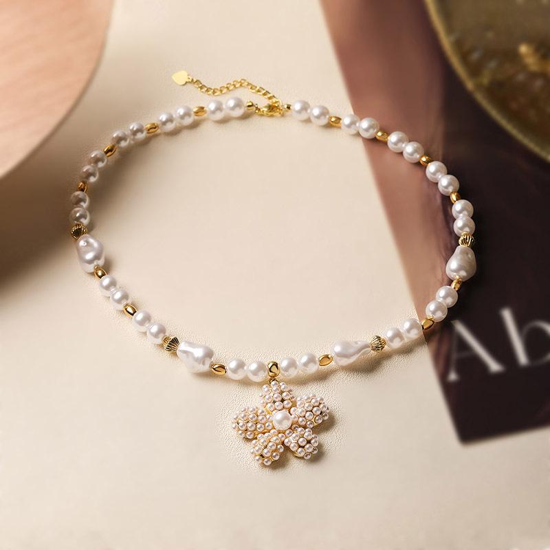 Трансграничный Xiaoxiangfeng Любовь Пентаграмма Капля воды Жемчужное ожерелье Ретро Океанский ветер Ракушка Морская жемчужная цепочка на шею