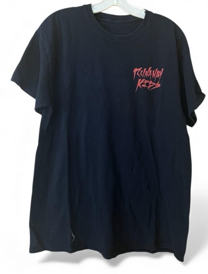 Футболка с принтом группы Runaway Kids/2015/Черная/L-XL/44” от подмышки до подмышки Унисекс