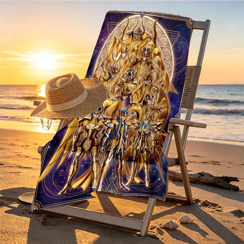 Saint Seiya Print Beach Towel Design, Soft, Lightweight. for Home Bathroom, Spa, Pool, Yoga, Surfing, Camping, Gift for Family, Friend