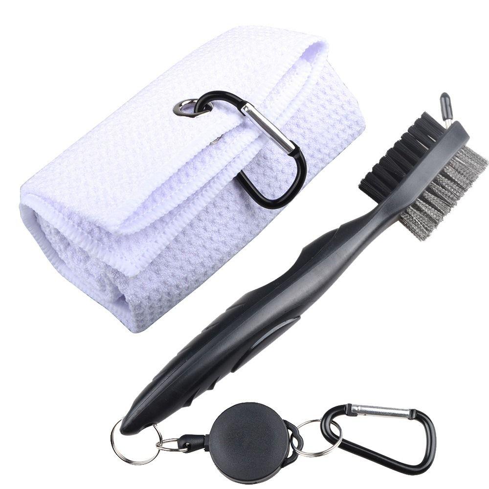 Golf Cleaning Set Golf Double-sided Cleaning Brush Golf Towel and Brush Head Groove Cleaner Set