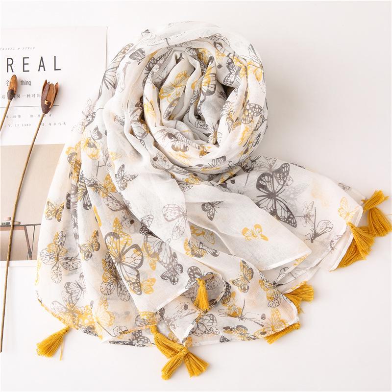 Women's Spring/Summer Sweet Butterfly Scarf - Versatile Cotton & Linen Shawl
