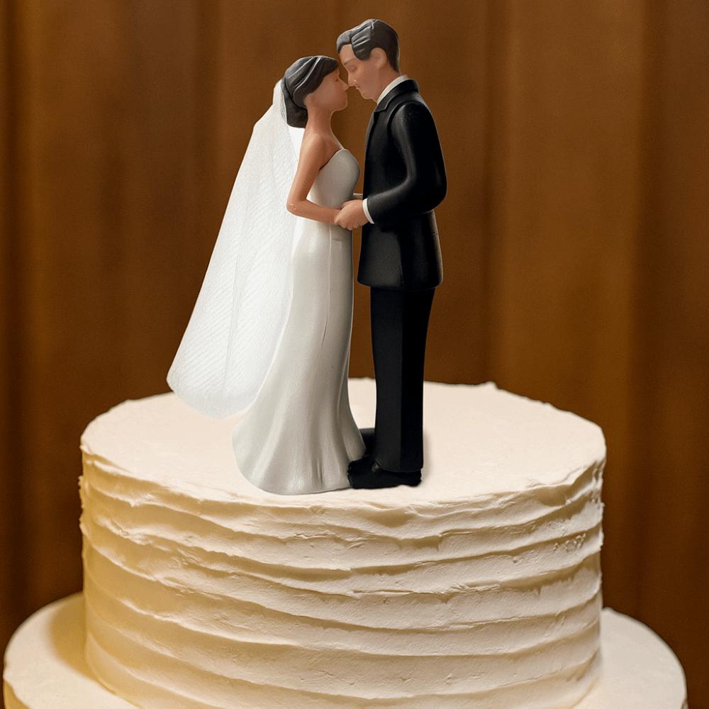 White/Black Couple Wedding Cake Topper Bride & Groom Figurines Bridal Shower Decoration