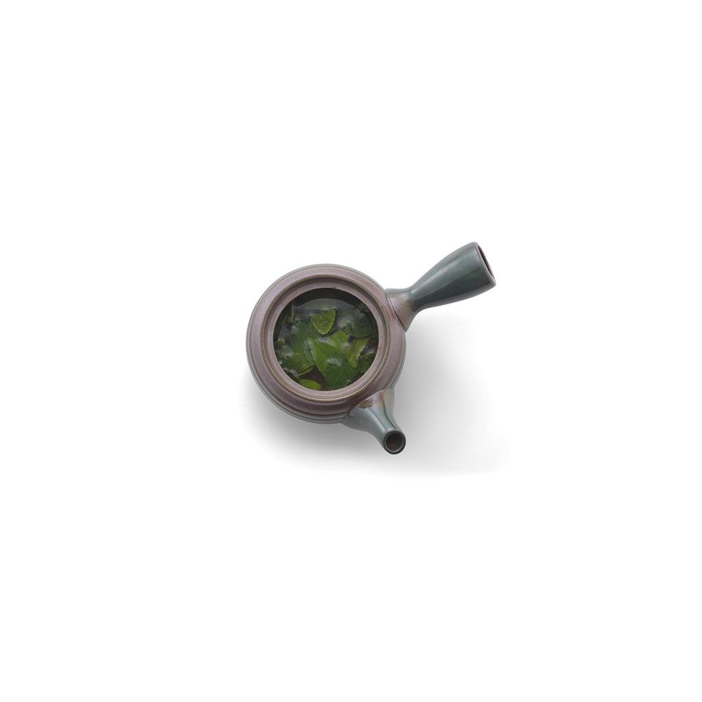 Чайник из керамики Банко Накасима для зеленого чая с сетчатым дном для распределения чайных листьев (Глазурь Орибе)