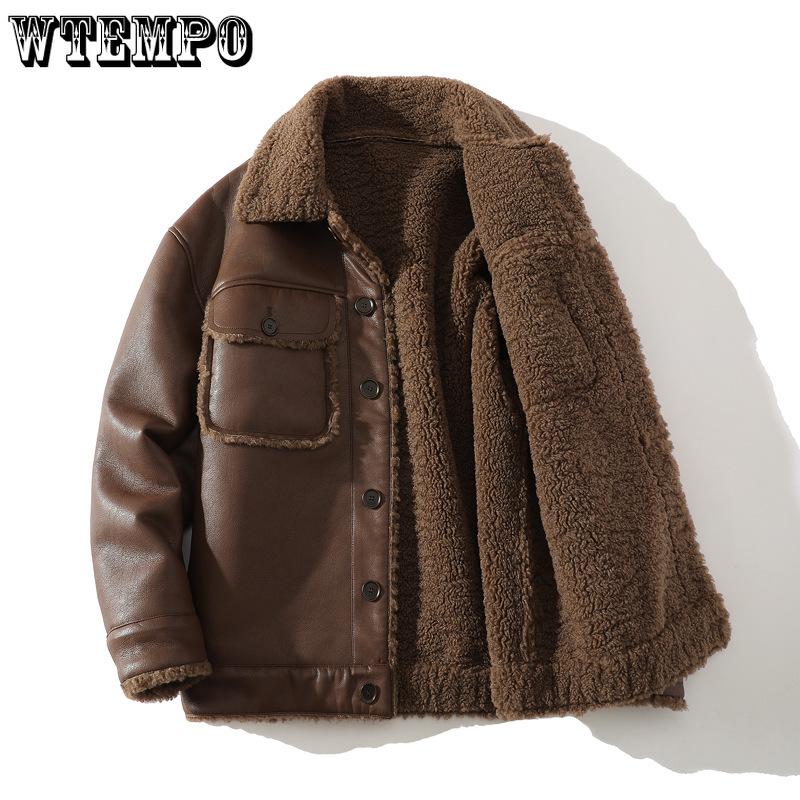 Men's Casual Lapel Single-breasted Fur Jacket Padded and Thickened To Keep Warm