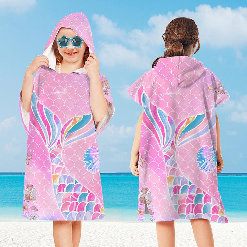 Детские аксессуары Мультяшное купальное Детское Детское пончо с капюшоном Халат Полотенце Пляжное полотенце Детское Детское Мультяшное Купальное полотенце Халаты