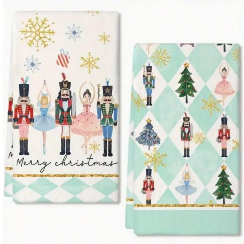 Christmas Printed Microfiber Dish Cloths, Creative Kitchen Table Cleaning Towels Christmas Home Decor