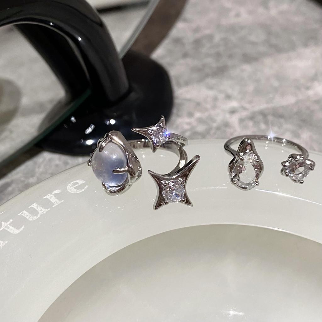 Chic Metallic Ring Featuring Star Accents And Open Adjustable Style For Women