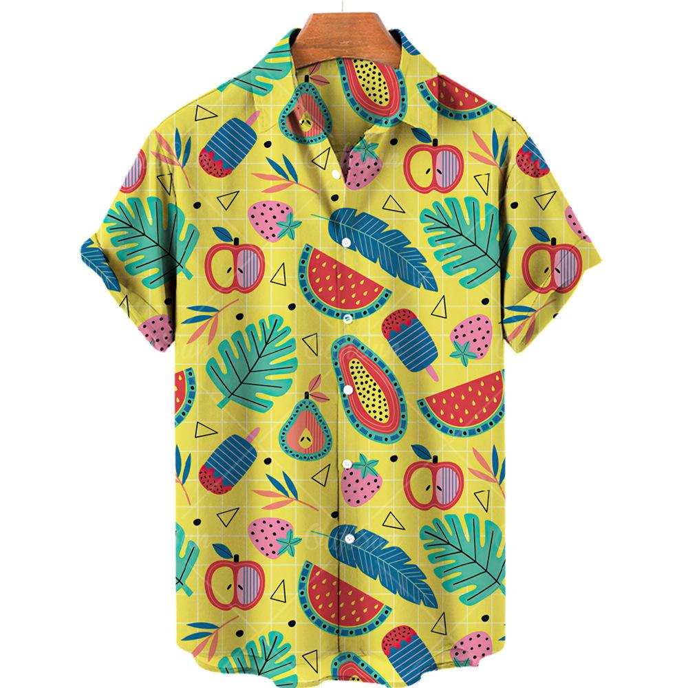 Summer Plus Size Men's Casual 3D Digital Printed Short Sleeve Shirt Hawaiian Men's Shirt