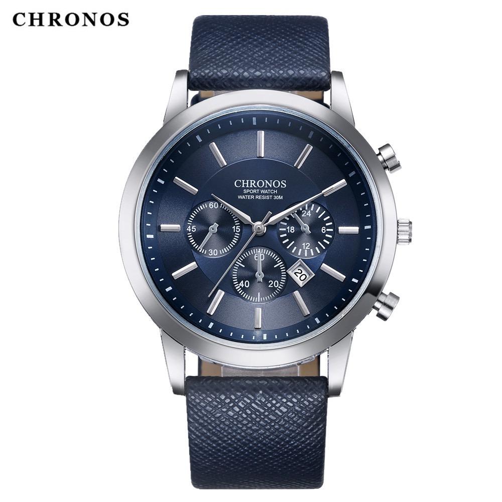 Брендовые часы CHRONOS, мужские часы, лучшие роскошные мужские часы, спортивные часы с автоматической датой