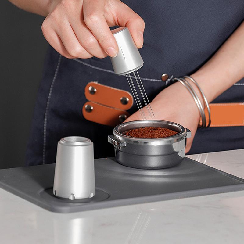 Инструмент для раздачи эспрессо, 8 отверстий, 10 игл, размешиватель для кофе эспрессо для бариста, ручка и подставка из алюминиевого сплава