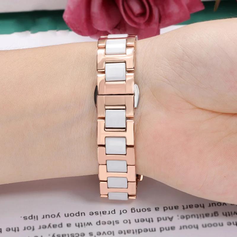 Для Rossini DW Armani Huawei B5 B6 ремешок для женских часов из высококачественной стали и керамики 14 мм 16 мм 17 мм 18 мм 19 мм 20 мм 21 мм 22 м