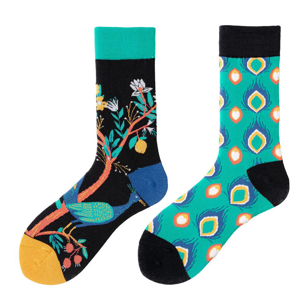 Asymmetric Colorful Christmas Cotton Socks for Couples