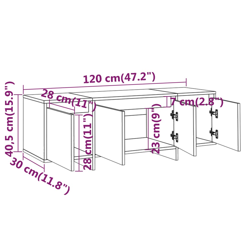Vidaxl Szafka Pod Tv, Szarość Betonu, 120X30X40,5 Cm