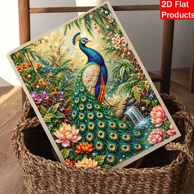 DIY Pearl and Diamond Painting Kit. Peacock and Flower Theme. suitable for beginners. home wall decoration. handmade gift.