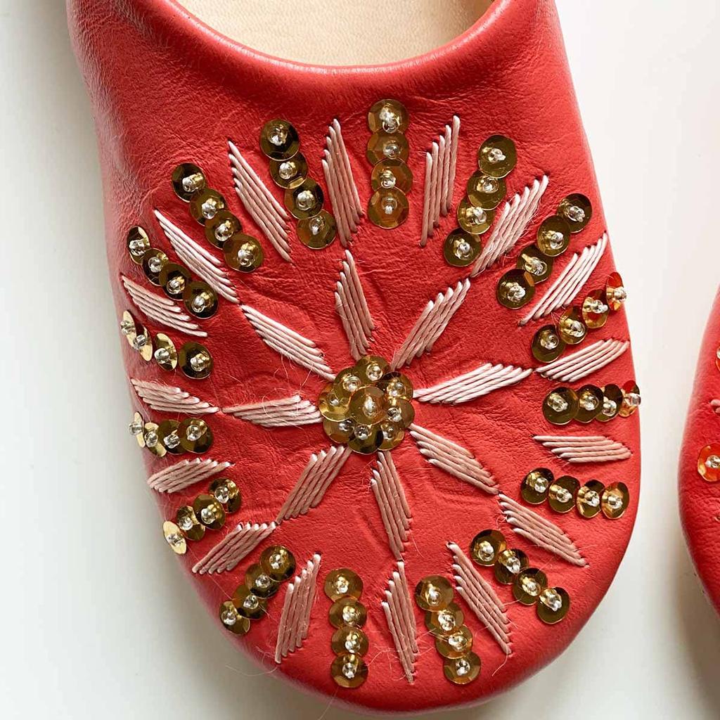 Sequined Babouche Bags Rose L [dear Morocco] // // (24.5 Cm)
