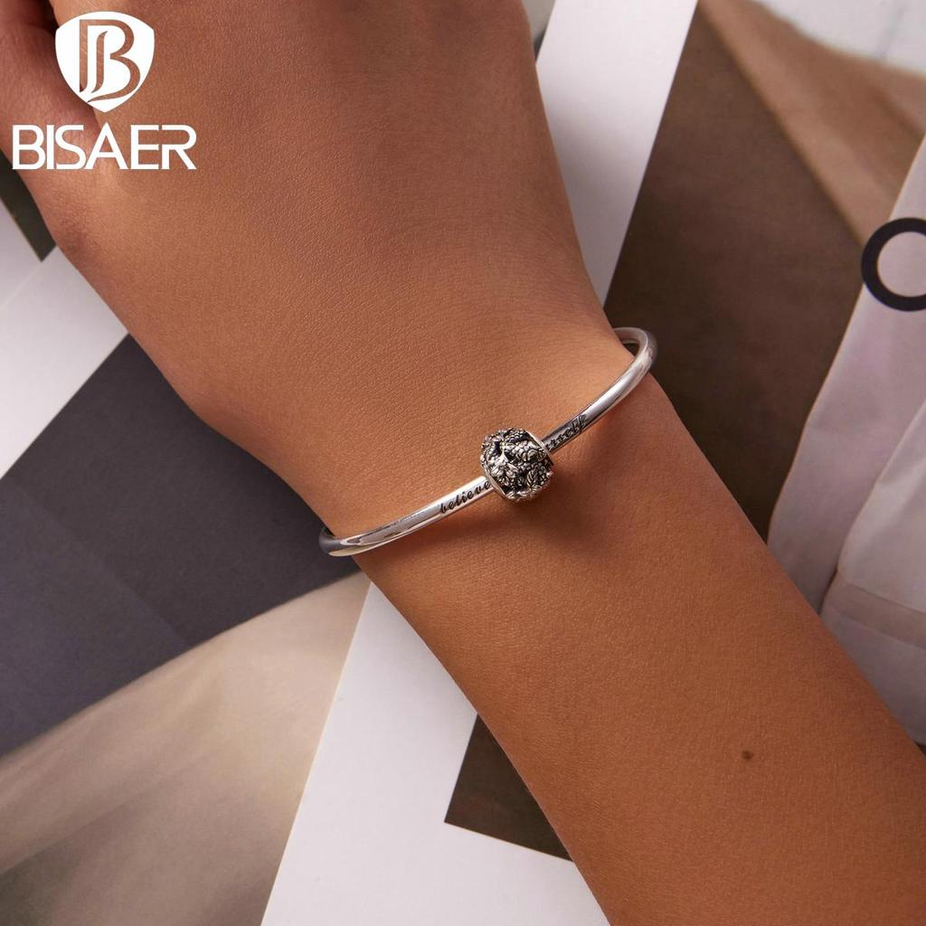 Bisaer Винтажный шарм в виде змеи, подходящий для браслета или браслета из стерлингового серебра 925 пробы, серебряные круглые металлические бусины, ювелирные изделия, новый модный подарок