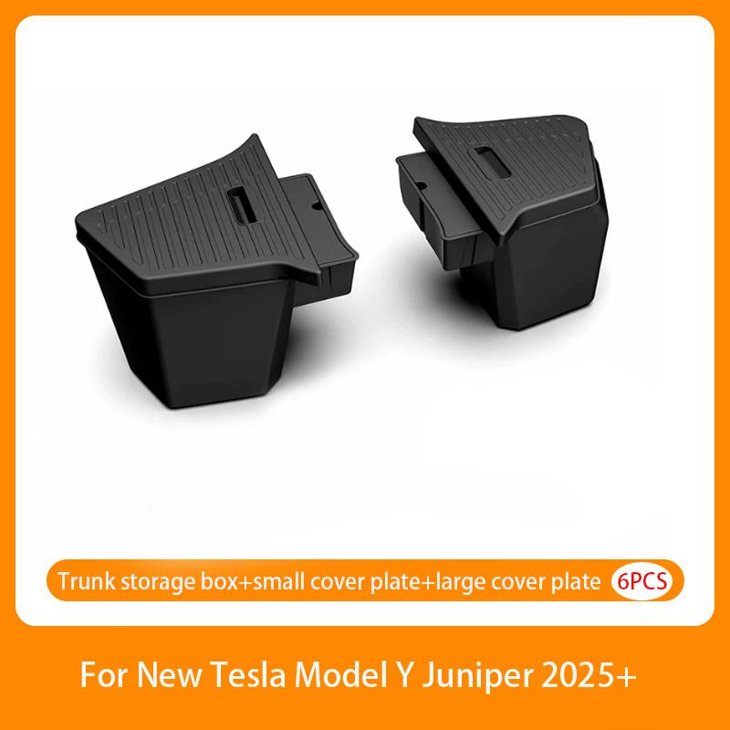 TPE Car Trunk Side Storage Box for Tesla Model Y Juniper 2025+ Trunk Organizer Cover Pad Divider Storage Space Decoration Parts