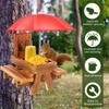 Wooden Squirrel Feeder Outdoor Squirrel Picnic Table With Tall Umbrella and Corn Cob Holder Multi-role Bird Feeder Garden Decor