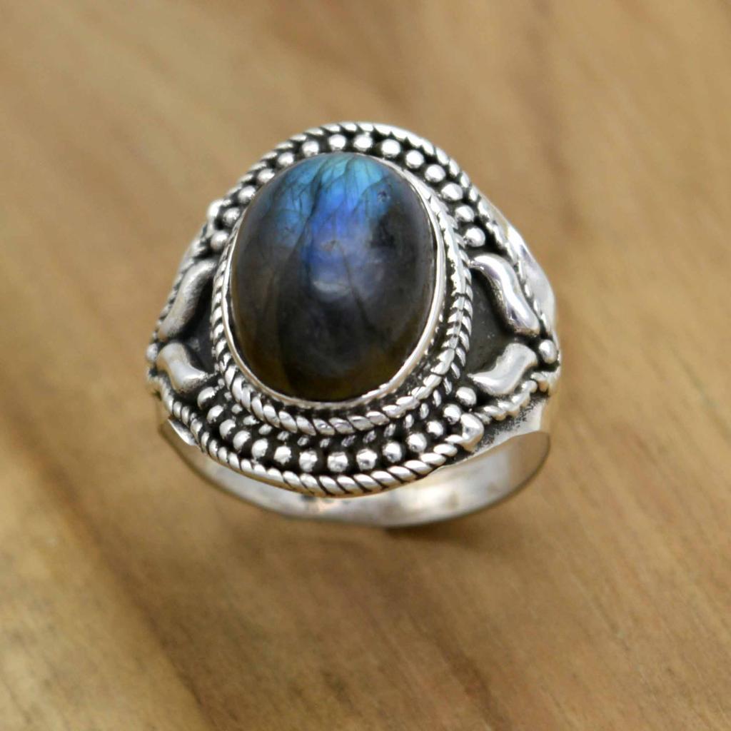 Кольцо из стерлингового серебра 925 пробы с лабрадором, мужское кольцо с печаткой ручной работы из натурального драгоценного камня