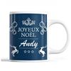 Mug - Noël Andy Bleu - Ceramic - 325 Ml - Dishwasher and Microwave Safe