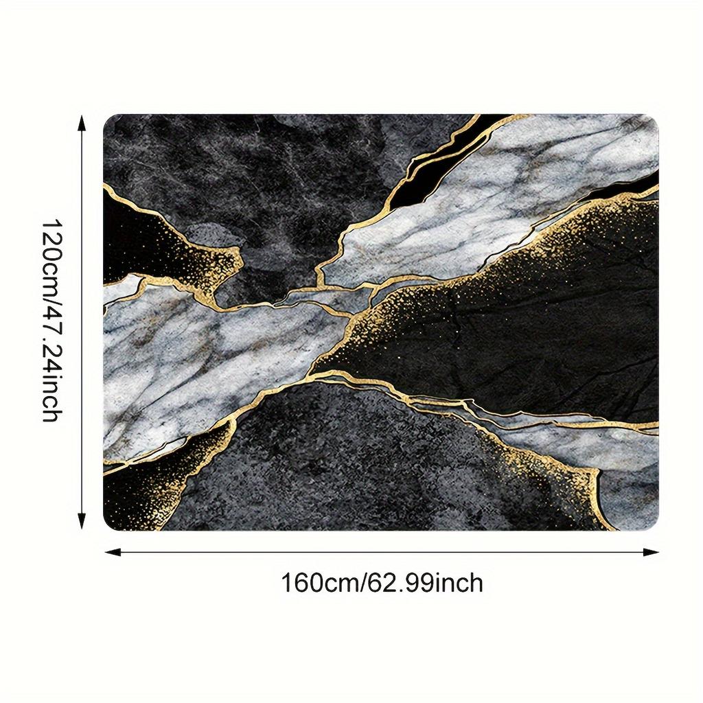 Luxury Black Marble Print Kitchen Mat Soft Thickened Kitchen Floor Mat Waterproof Non-slip Oil-proof Floor Mat Runner Rug
