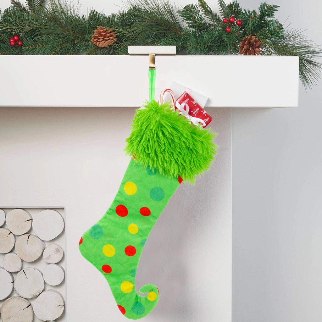 Plush Socks Christmas Green Christmas Decoration Stockings Holiday Party Decoration