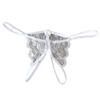 Women Panties Lace Open Crotch See-through Bow-knot Decor Solid Color Thongs G-string Lady Low Waist Thin Intimate Women Underwear