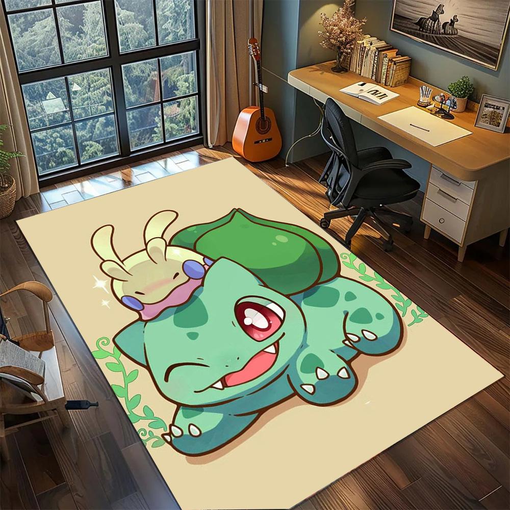 Bulbasaur Home Indoor Decor Rug Carpet, Non Slip Large Size Washable Floor Mat Bedroom Gamer Room.-TING