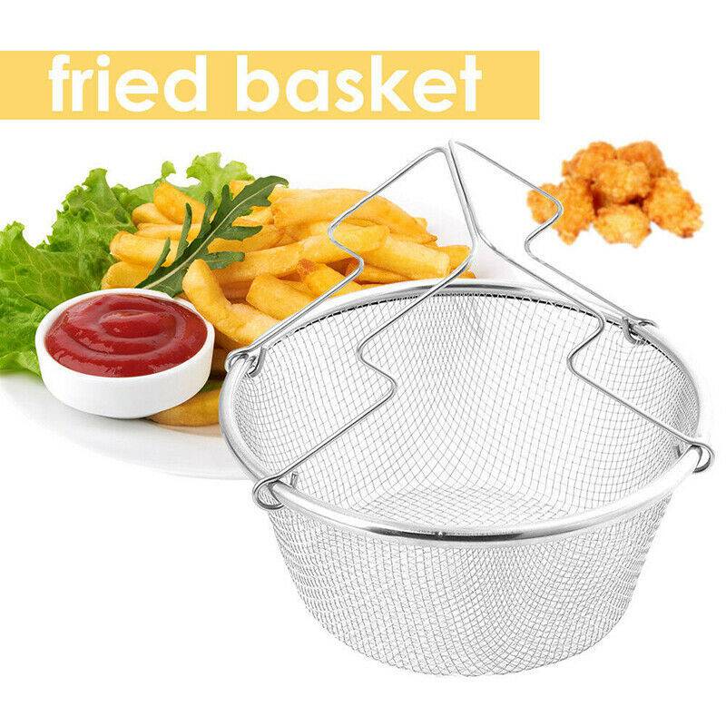 Stainless Steel Serving Basket French Fries Round Fried Basket Mesh Chips