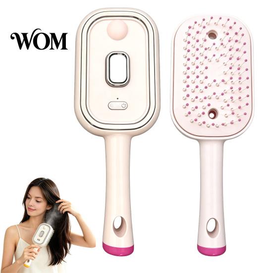 Frizz Control Spray Brush Electric Steam with Essence & Measuring Cup, Rechargeable Anti-Static Scalp Detangling Hair Massager Brush, Oil Misting