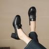 Top Layer Sheepskin Round Toe Thick Heel Loafers