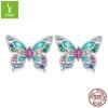 Silver Ziyun S925 Sterling Silver Colorful Butterfly Earrings for Women - Spring Design