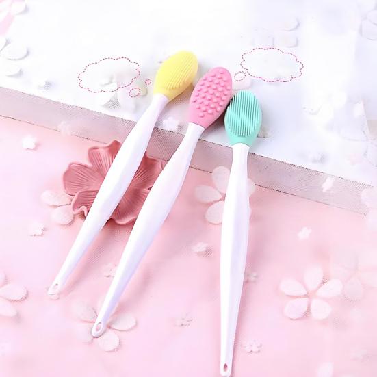 Силиконовая щетка для скрабирования губ, двусторонняя, эксфолиатор для губ для осветления темных