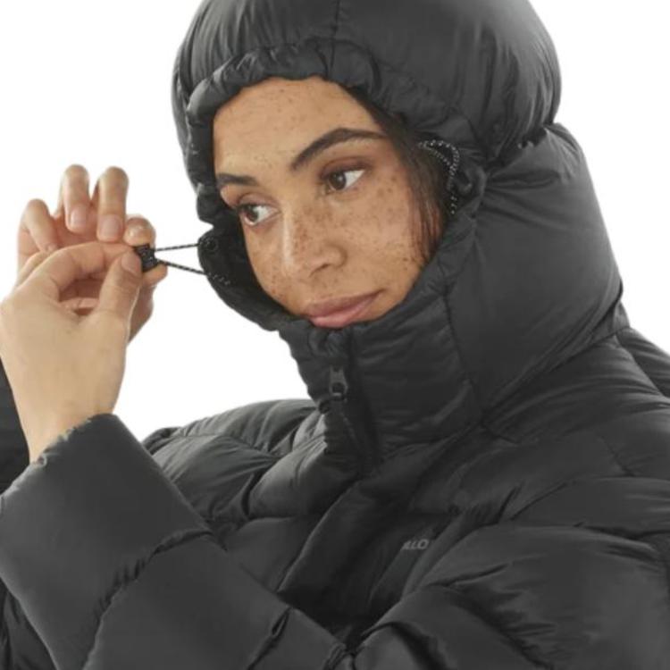Salomon Outline Novelty Down Comfortable Hooded Zipper Solid Color Puffer Jacket Women jackets Deep-Black LC2277500