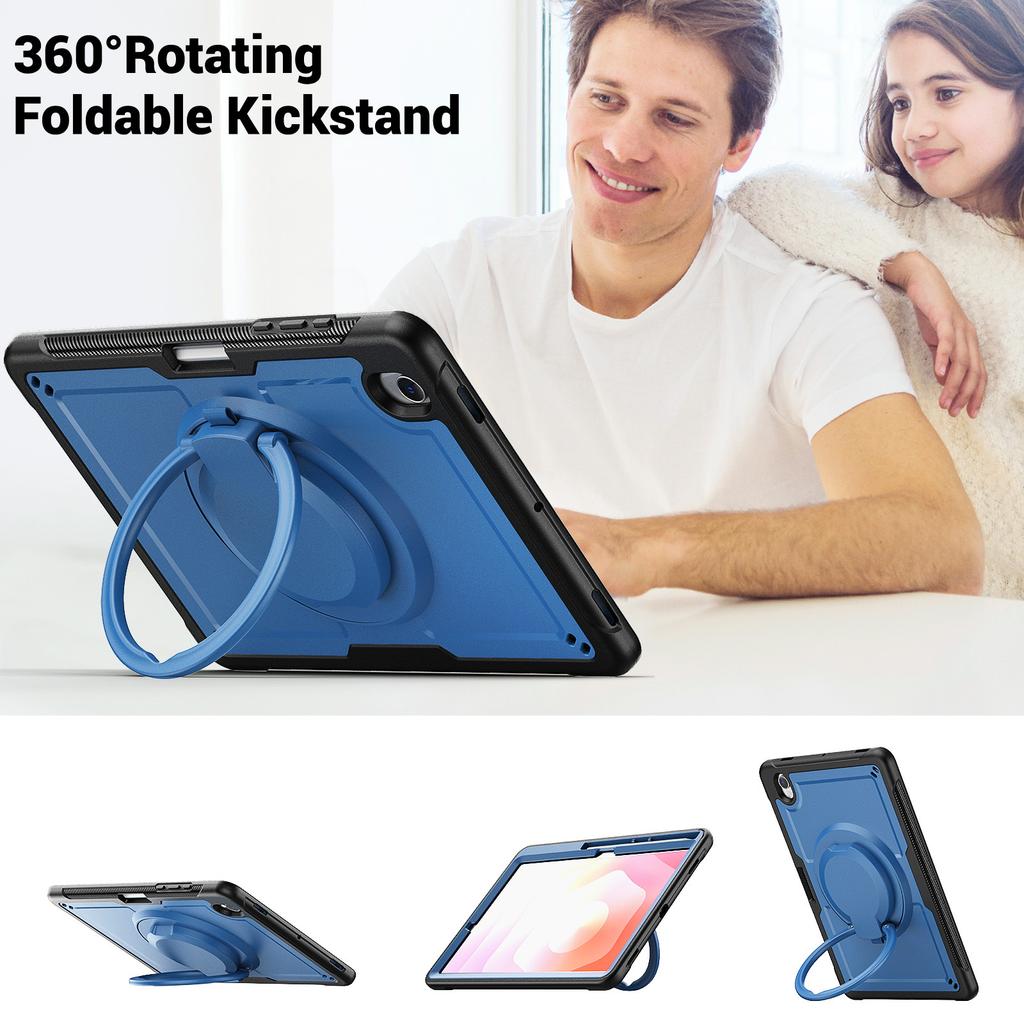 Чехол для Samsung Galaxy Tab S10 Lite с поворотной подставкой, ударопрочный чехол для планшета из ПК + ТПУ с плечевым ремнем