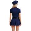 Womens Halloween Policewoman Cosplay Dress Hat Waist Belt Manacles 4-Piece Dirty Cop Costumes