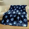 Blue Paw Print Pattern on Dark Background print blanket soft and cozy perfect for the living room bed sofa or a nap,gift