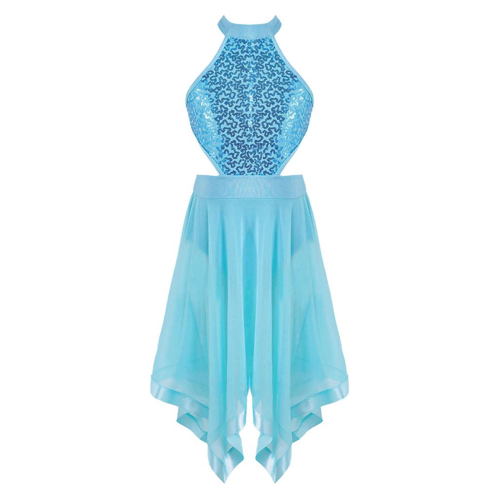 Без рукавов с блестками, декор с открытой спиной и талией, вуаль, неровный подол, танцевальное платье с открытой спиной, детская стильная одежда для девочек