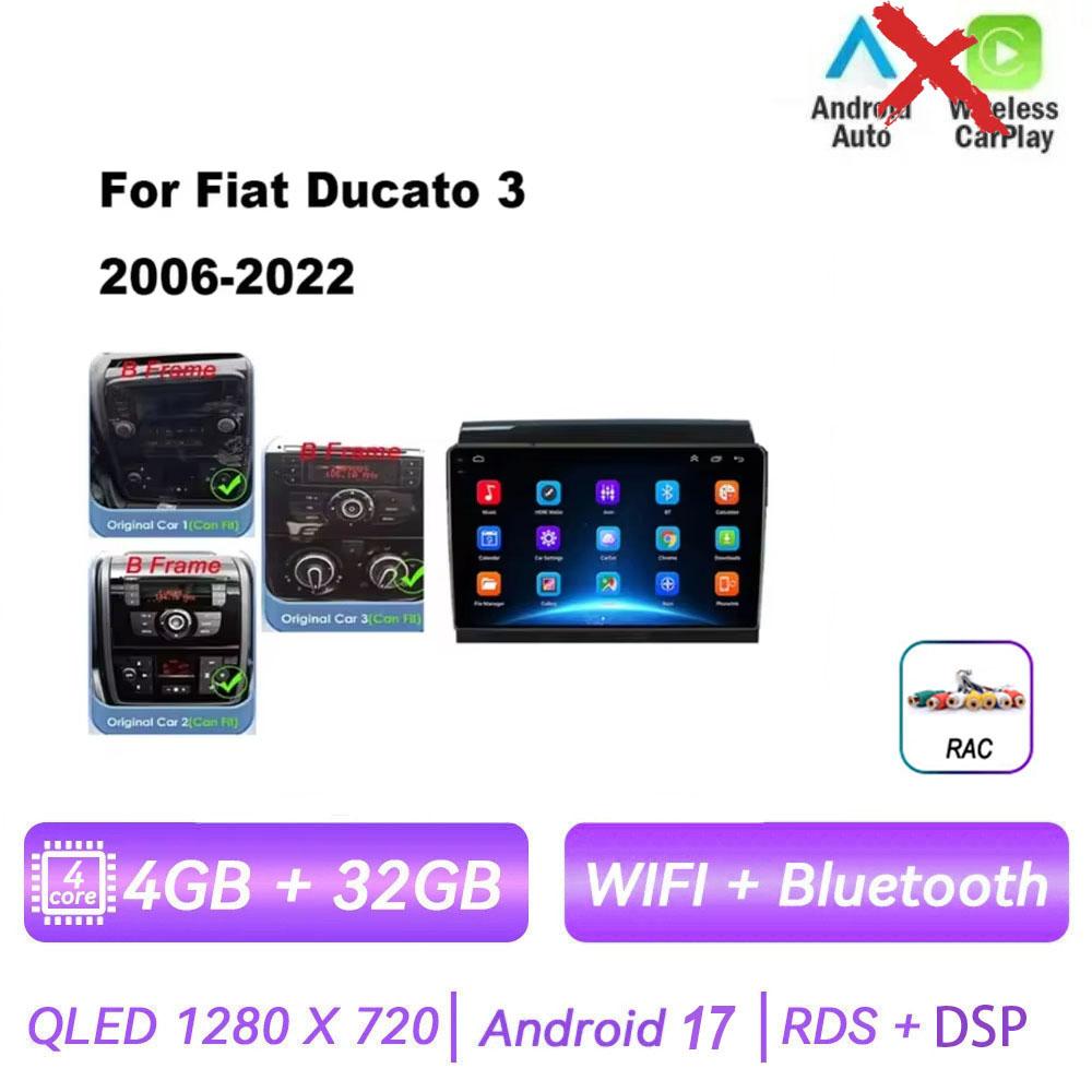 Autoradio multimédia Android 17 pour Fiat Ducato 2006-2022, lecteur GPS Navi RDS DSP IPS Stéréo BT 2 Din Octa Core, Carplay sans fil