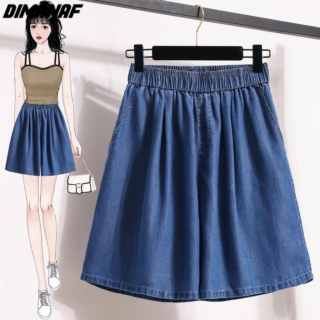 DIMANAF Большой размер 2025 Женские брюки Летние короткие джинсы Деним Мода Оверсайз Эластичная талия Свободные брюки Базовые