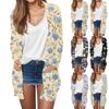 Women's Fashion Casual Retro Floral Print Mid-Length Cardigan Jacket