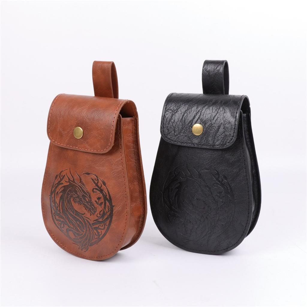 Средневековая поясная сумка с регулируемым ремешком для монет, ключей, необходимых вещей, из искусственной ПУ кожи, унисекс, аксессуар для костюма для косплея
