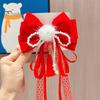 Китайская новогодняя заколка для волос с кружевными стразами, заколка для волос в стиле банта с кисточками, праздничный аксессуар для волос