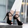 Женские босоножки сексуальные 14 см супер высокие каблуки весенние Прати платье свадебные туфли модные сандалии с открытым носком на платформе каблук с ремешком на щиколотке