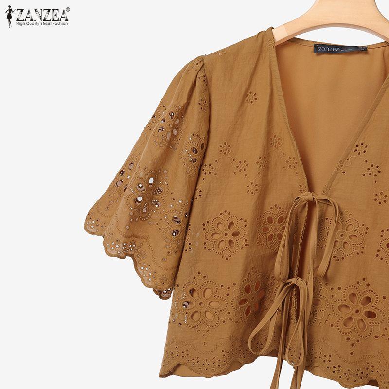 ZANZEA Женская блузка крючком с коротким рукавом и юбки Летние костюмы-двойки