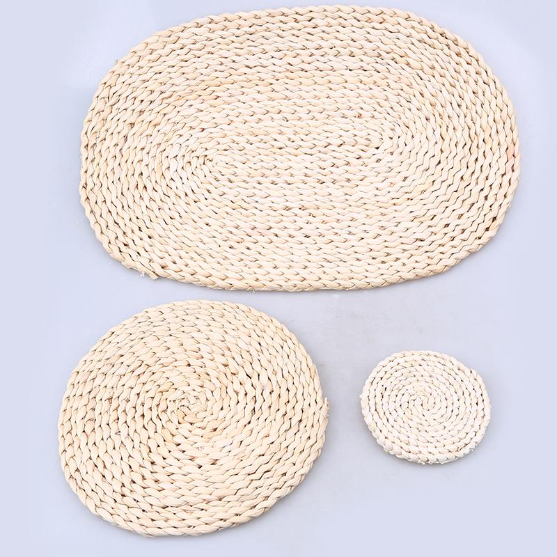 WCIC Изоляционная подставка для столовых приборов из кукурузной кожуры, соломенного плетения, подставка для чашки, коврик для обеденного стола, противоскользящий держатель для горшков