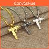 Uzi Submachine Gun Geometric Alloy Pendant Chain Necklace For Men And Women Fashion Accessory