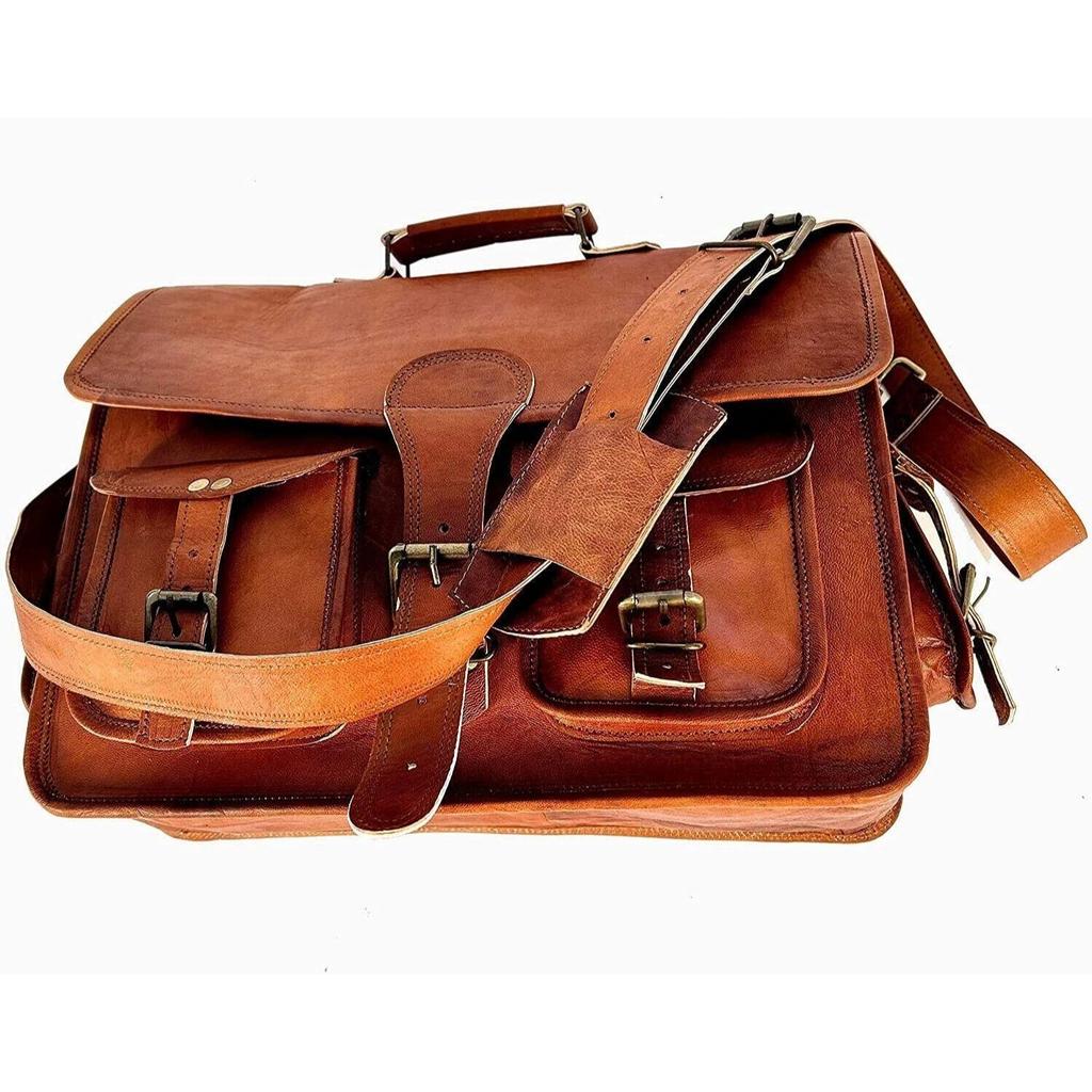 Мужской портфель ручной работы Винтажная кожаная сумка-мессенджер для офиса и ноутбука