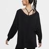 Nike Йога однотонный V-образный вырез пуловер длинный рукав футболка женские топы черный CU5491-010