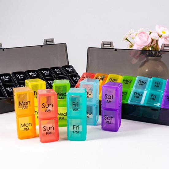Органайзер для таблеток, ящик для хранения, большая вместимость, несколько отделений, не содержит бисфенол А, еженедельная организация, прозрачный материал, контейнер для таблеток, органайзер для таблеток